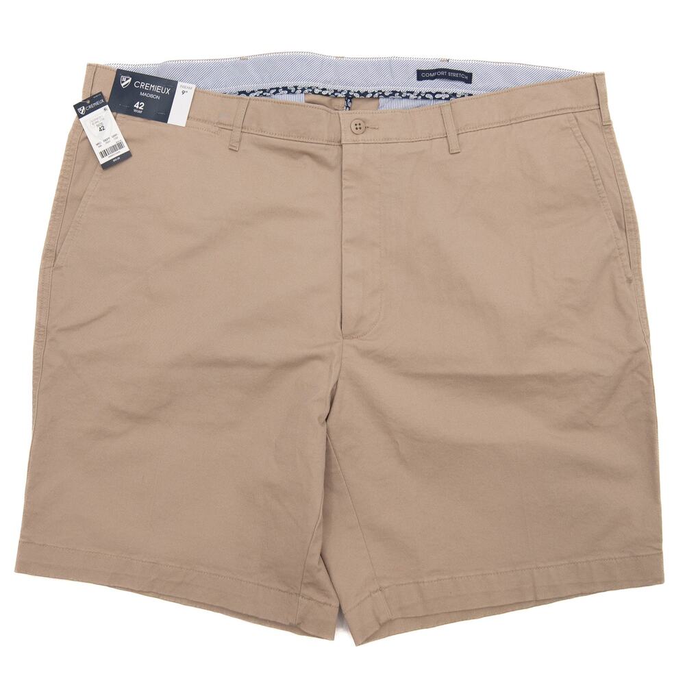 Daniel Cremieux Khaki Madison Flat Front Comfort Stretch 9" Shorts Size 42